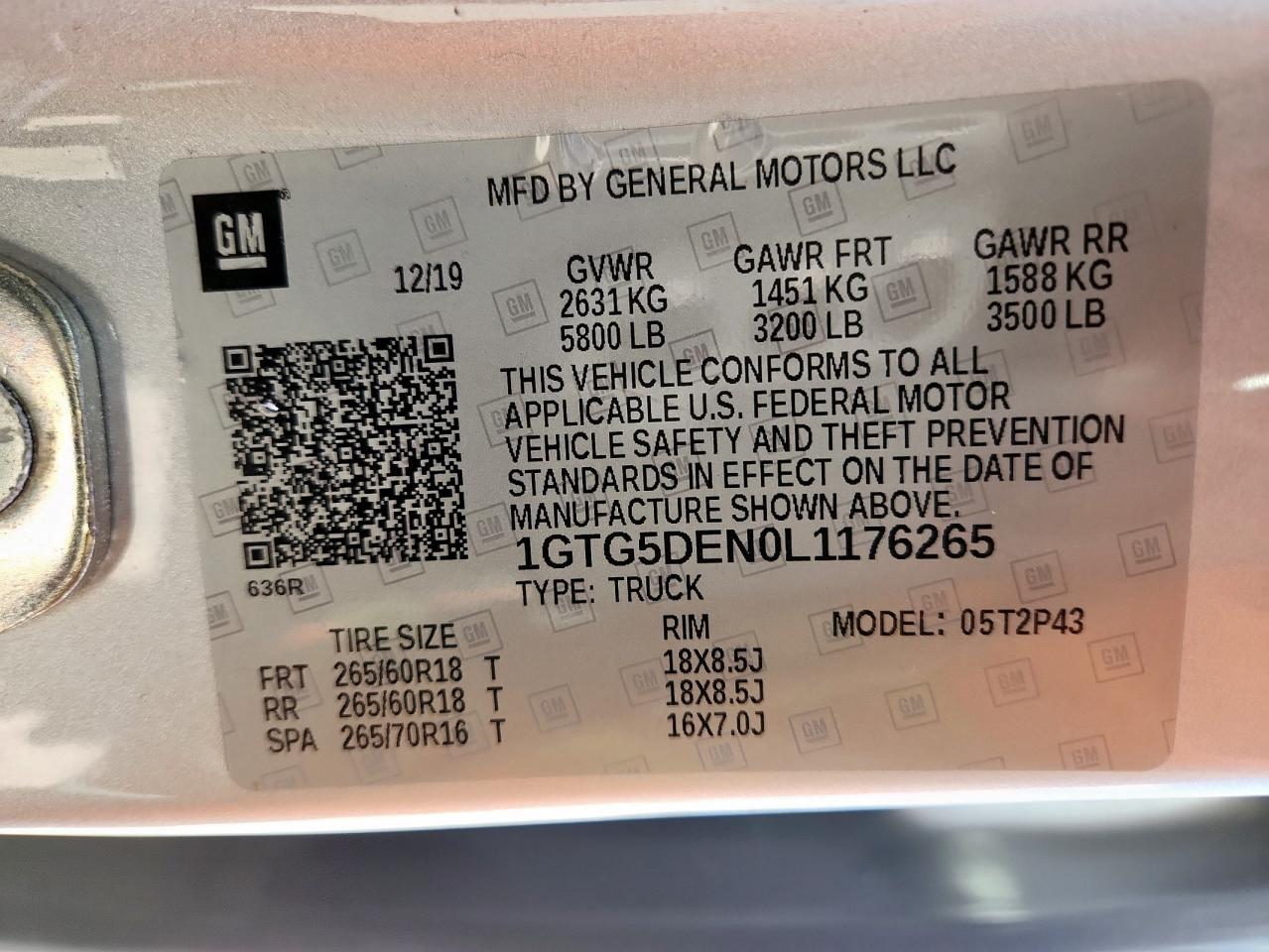 2020 GMC Canyon Slt VIN: 1GTG5DEN0L1176265 Lot: 84235445