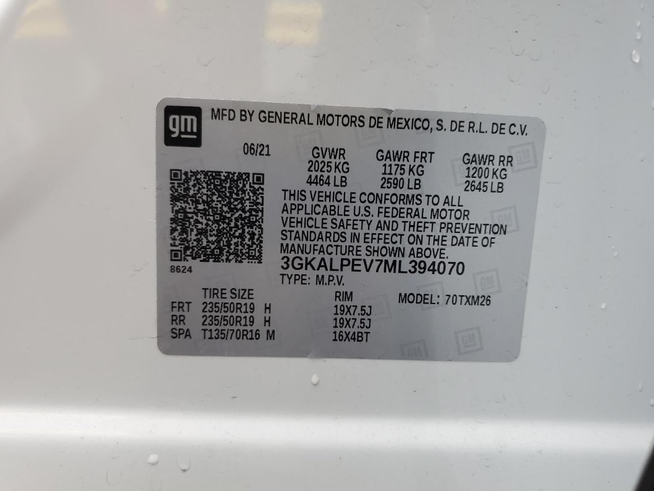 2021 GMC Terrain Slt VIN: 3GKALPEV7ML394070 Lot: 81909875