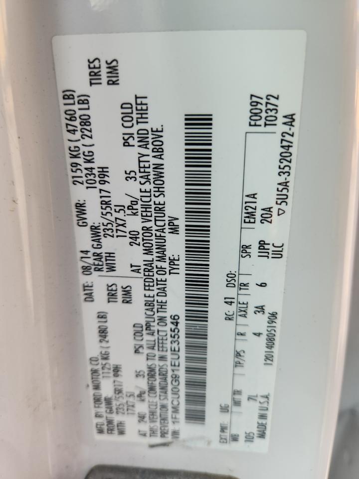 2014 Ford Escape Se VIN: 1FMCU0G91EUE35546 Lot: 80311205