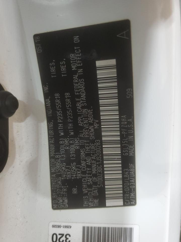 2018 Toyota Sienna Xle VIN: 5TDDZ3DC1JS200283 Lot: 83755835