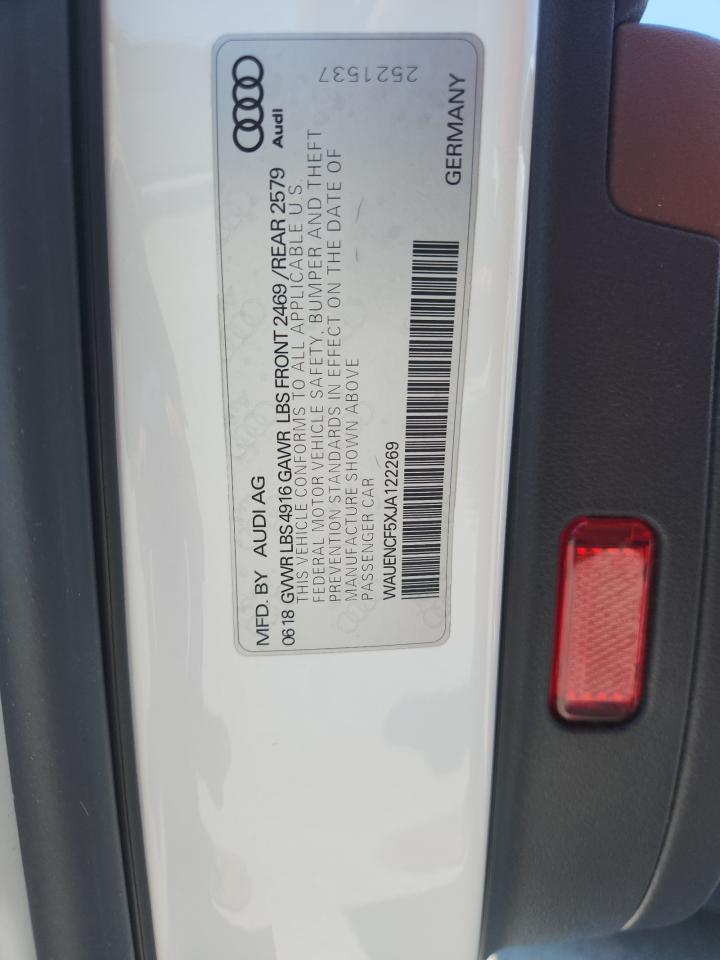 2018 Audi A5 Premium Plus S-Line VIN: WAUENCF5XJA122269 Lot: 80214845