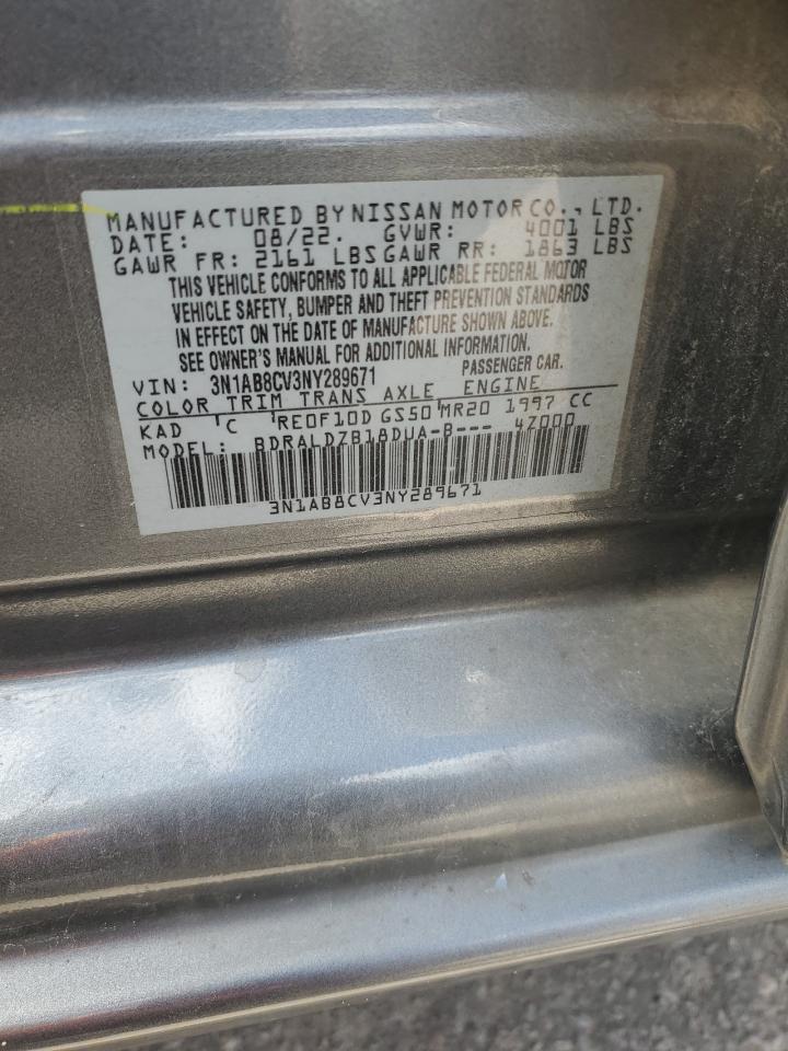 2022 Nissan Sentra Sv VIN: 3N1AB8CV3NY289671 Lot: 71179025