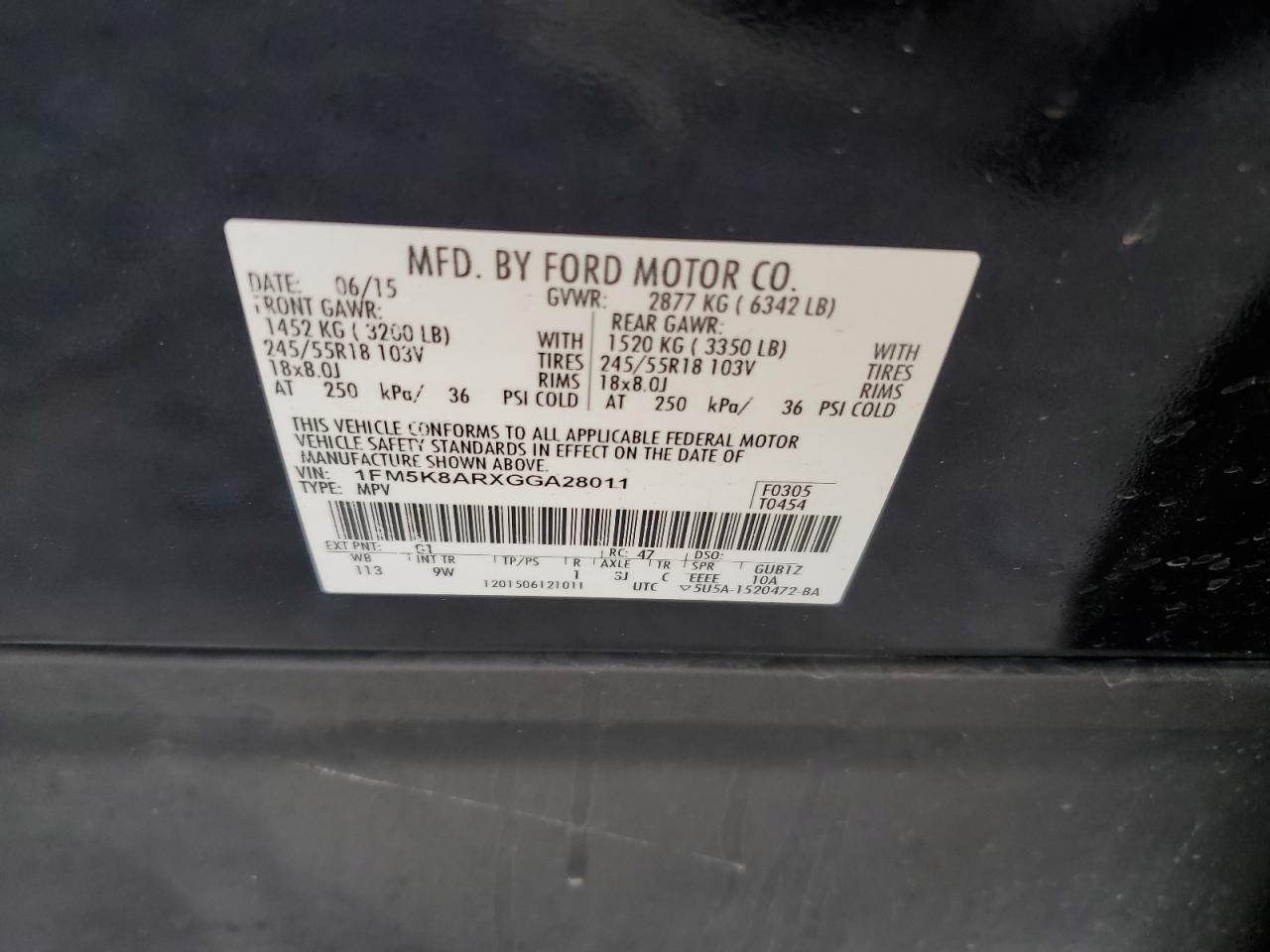 2016 Ford Explorer Police Interceptor VIN: 1FM5K8ARXGGA28011 Lot: 81121355