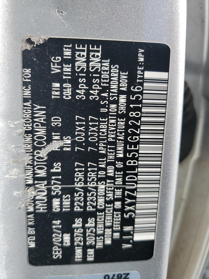 2014 Hyundai Santa Fe Sport VIN: 5XYZUDLB5EG228156 Lot: 81571625