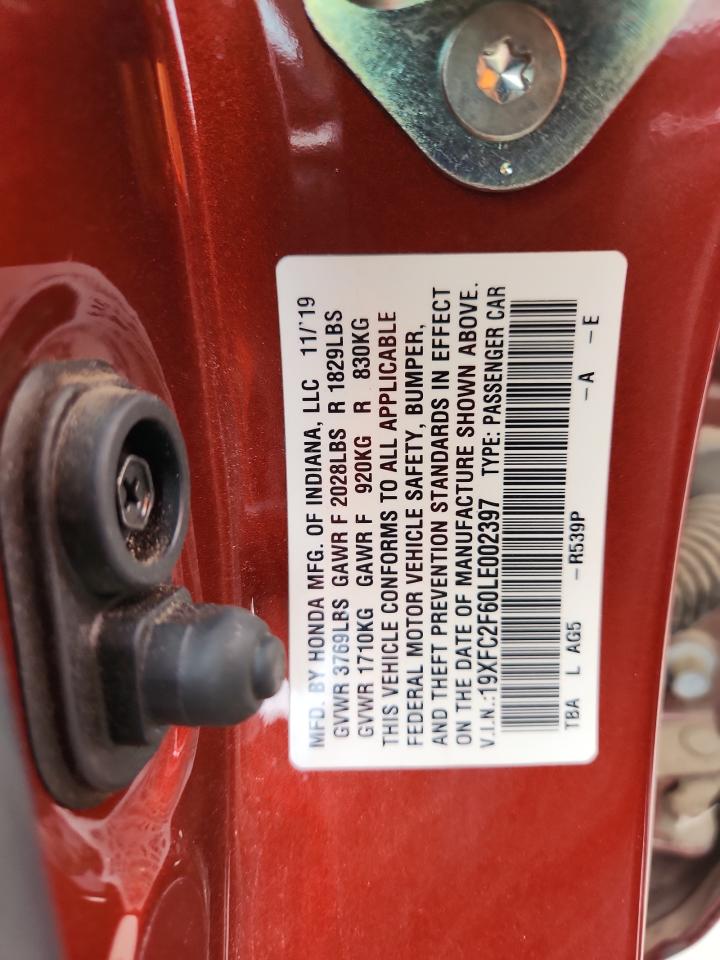 2020 Honda Civic Lx VIN: 19XFC2F60LE002397 Lot: 70772615