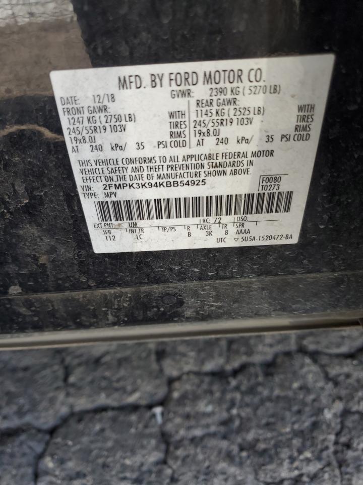 2019 Ford Edge Titanium VIN: 2FMPK3K94KBB54925 Lot: 82176305