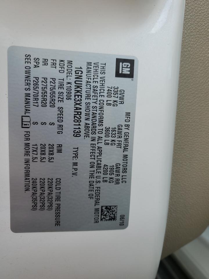 2010 Chevrolet Suburban K1500 Ltz VIN: 1GNUKKE3XAR281139 Lot: 83834915