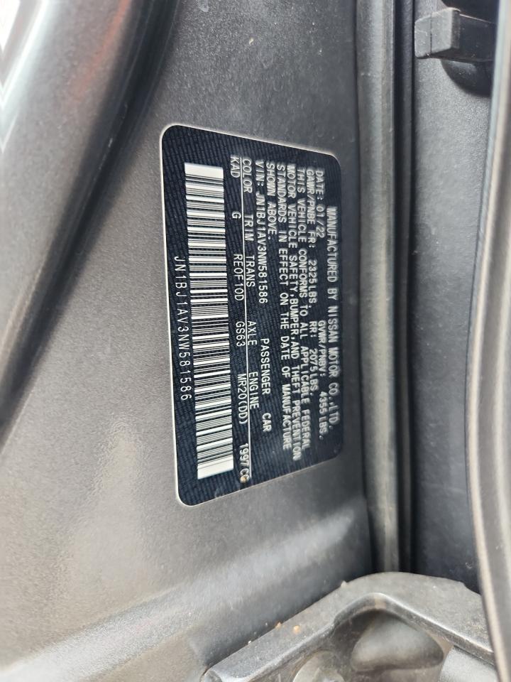 2022 Nissan Rogue Sport S VIN: JN1BJ1AV3NW581586 Lot: 82075085