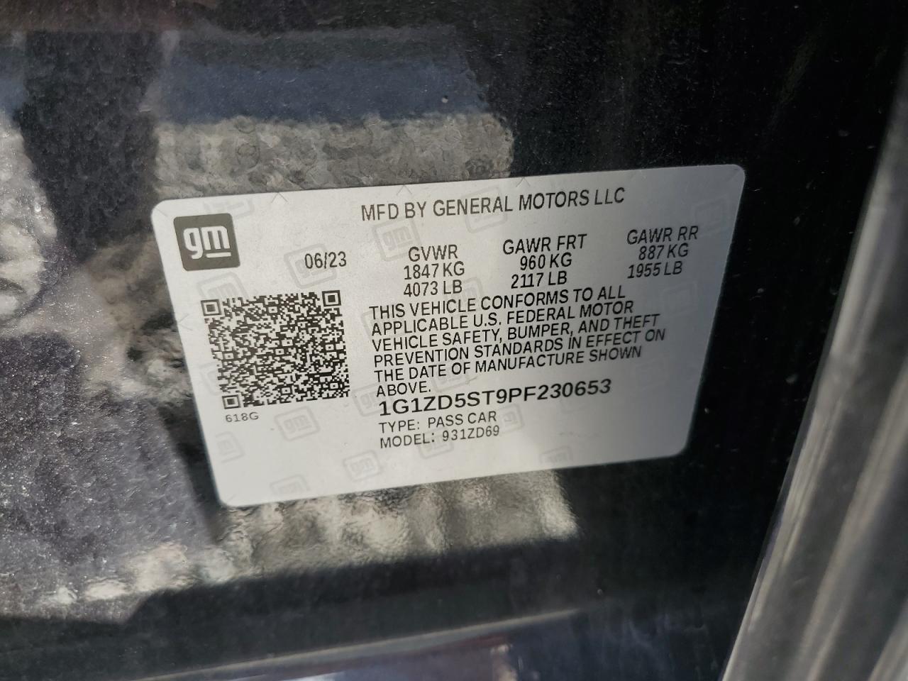 2023 Chevrolet Malibu Lt VIN: 1G1ZD5ST9PF230653 Lot: 80684545