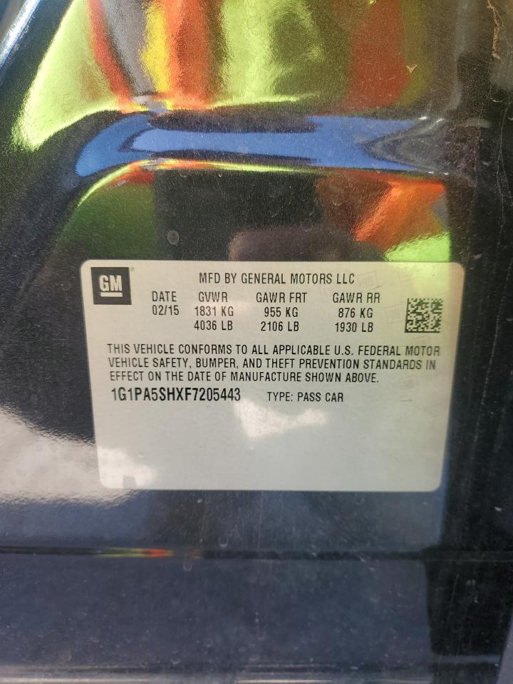 2015 Chevrolet Cruze Ls VIN: 1G1PA5SHXF7205443 Lot: 84583045