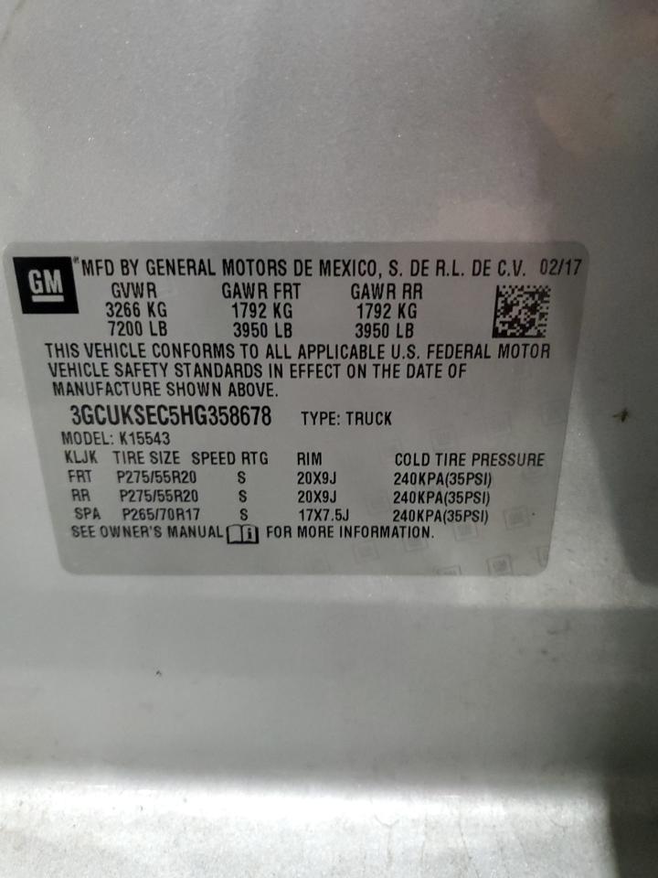 2017 Chevrolet Silverado K1500 Ltz VIN: 3GCUKSEC5HG358678 Lot: 82119185