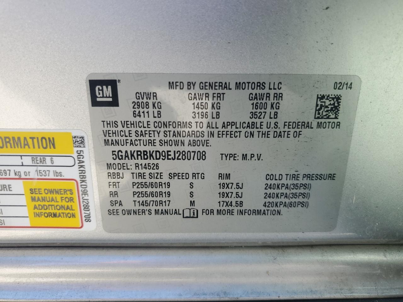 2014 Buick Enclave VIN: 5GAKRBKD9EJ280708 Lot: 71361785