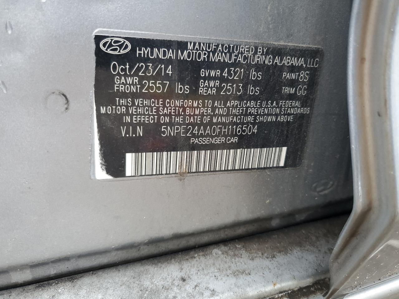 2015 Hyundai Sonata Eco VIN: 5NPE24AA0FH116504 Lot: 83822365