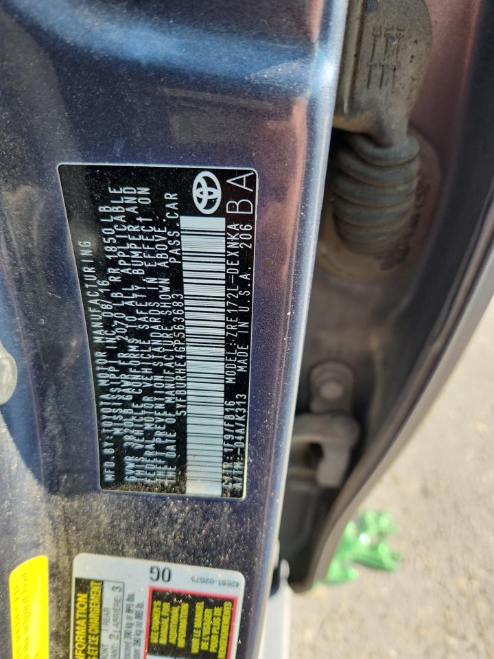 2016 Toyota Corolla L VIN: 5YFBURHE4GP563683 Lot: 84283935