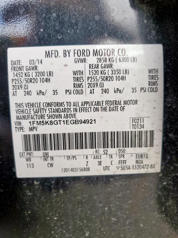 2014 Ford Explorer Sport VIN: 1FM5K8GT1EGB94921 Lot: 81527785