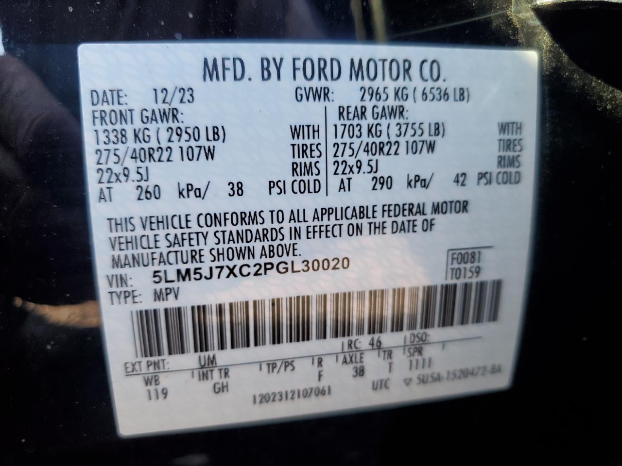 2023 Lincoln Aviator Reserve VIN: 5LM5J7XC2PGL30020 Lot: 80133885