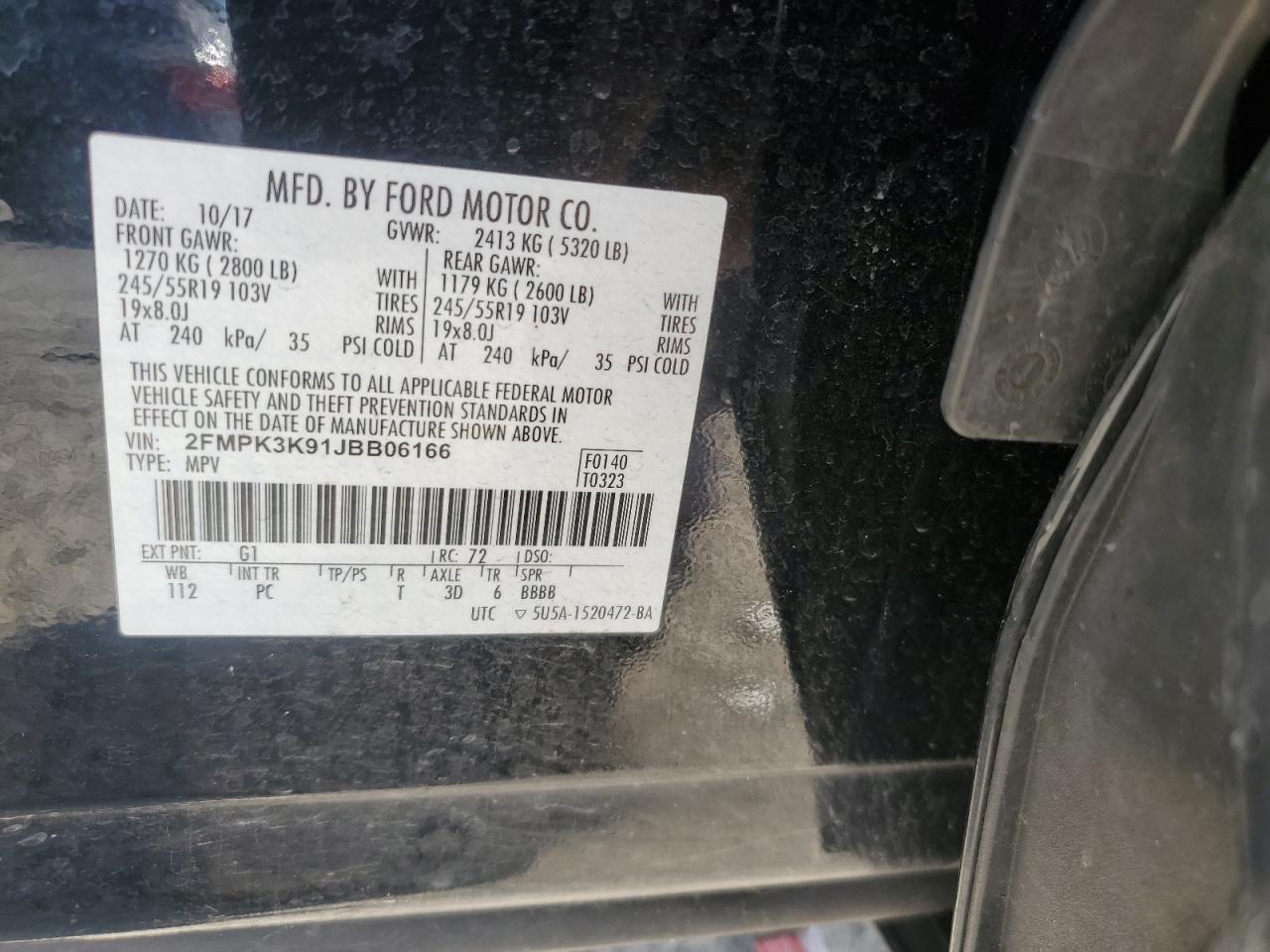 2018 Ford Edge Titanium VIN: 2FMPK3K91JBB06166 Lot: 80659385