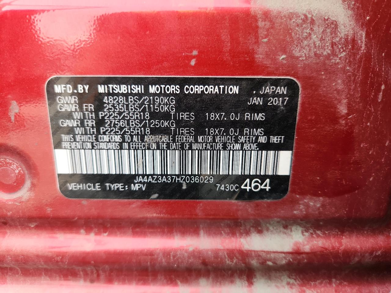 2017 Mitsubishi Outlander Se VIN: JA4AZ3A37HZ036029 Lot: 71607305