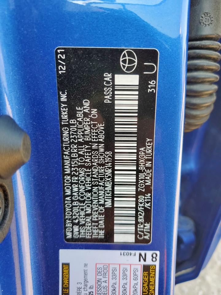 2022 Toyota C-Hr Xle VIN: NMTKHMBX5NR141958 Lot: 72082055