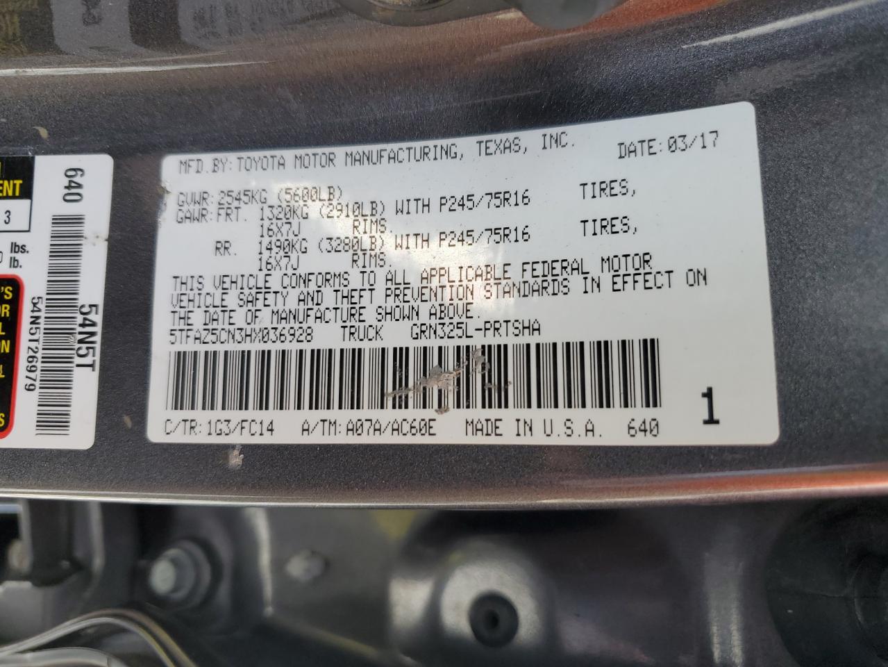 2017 Toyota Tacoma Double Cab VIN: 5TFAZ5CN3HX036928 Lot: 80676135