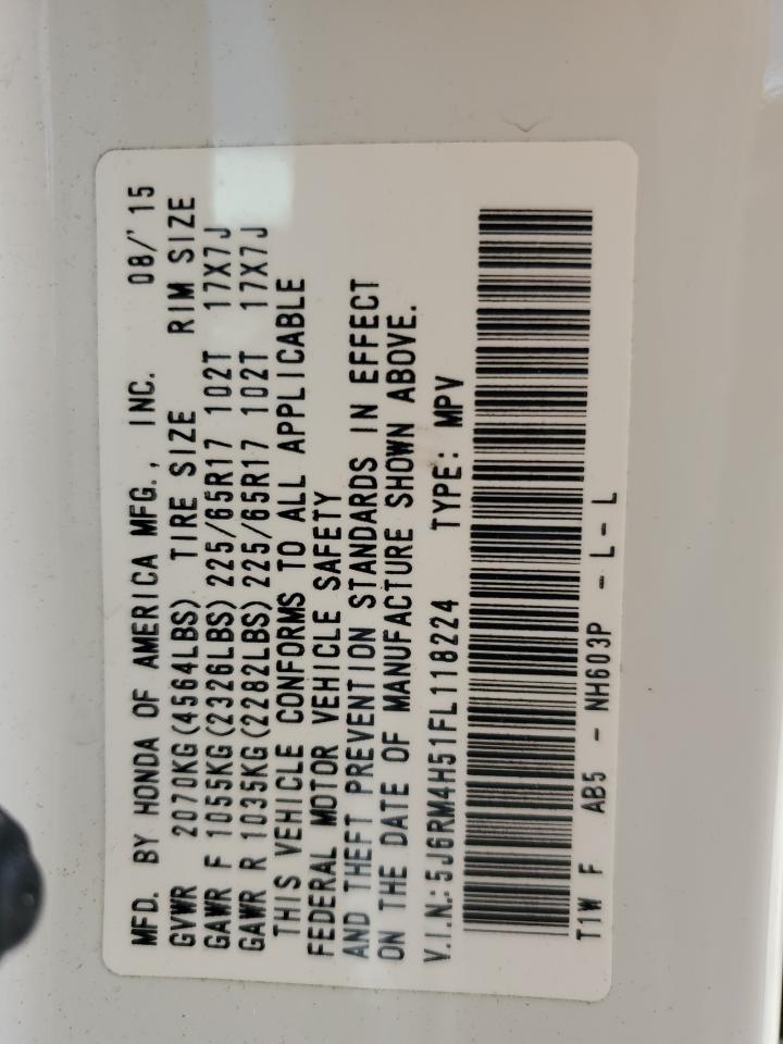 2015 Honda Cr-V Ex VIN: 5J6RM4H51FL118224 Lot: 71560465