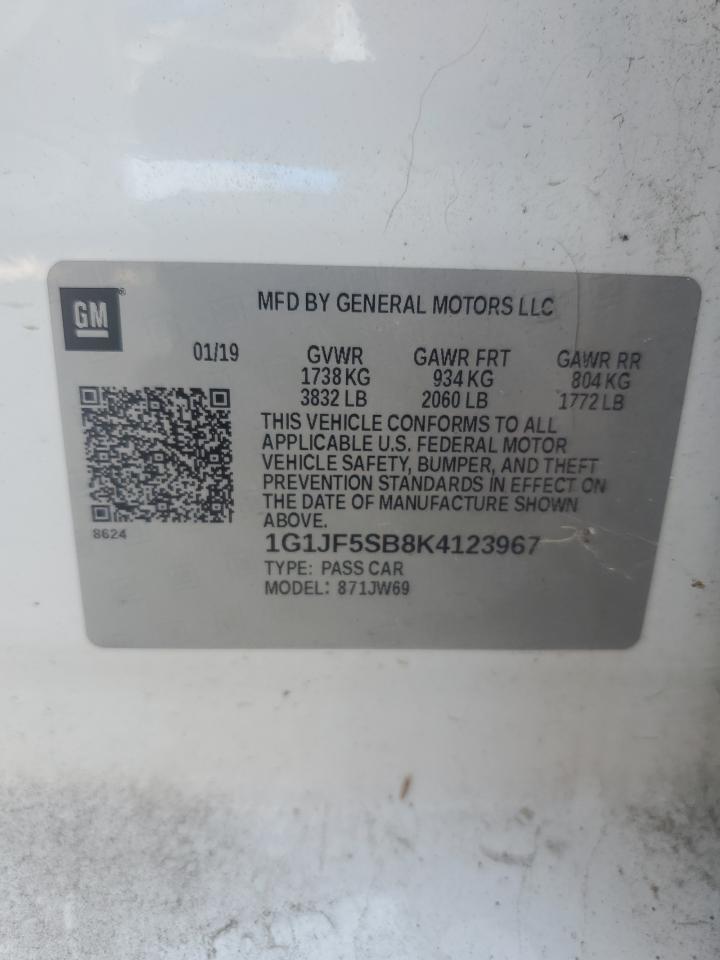 2019 Chevrolet Sonic Premier VIN: 1G1JF5SB8K4123967 Lot: 71993785