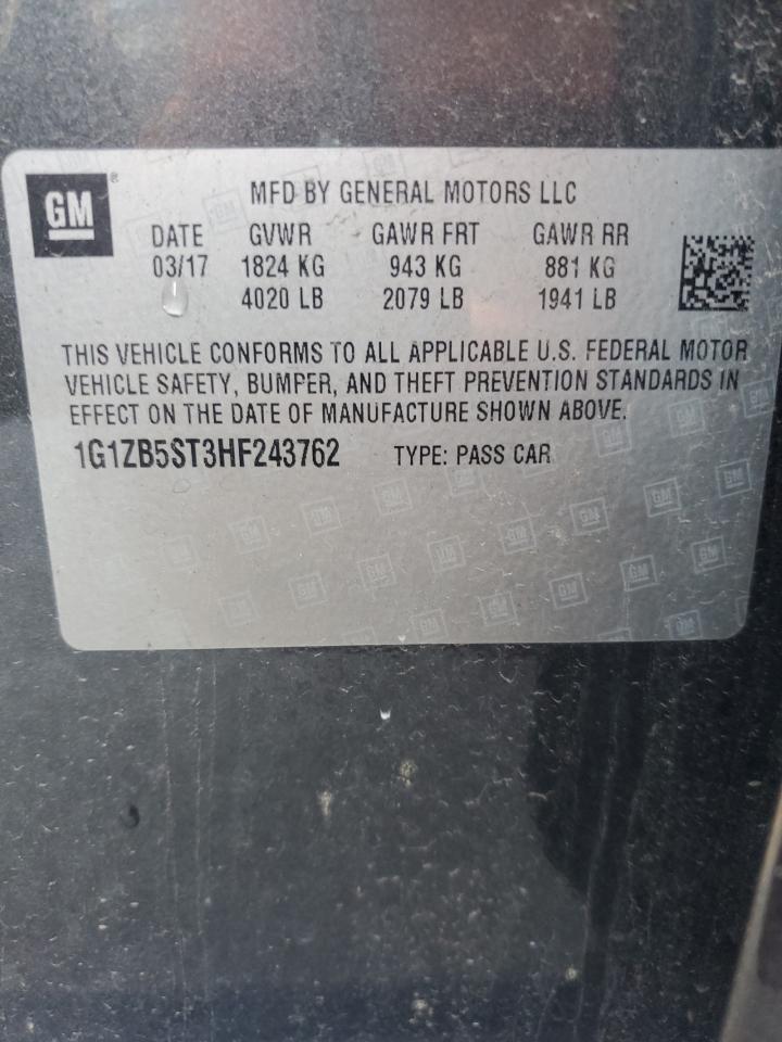 2017 Chevrolet Malibu Ls VIN: 1G1ZB5ST3HF243762 Lot: 84038675