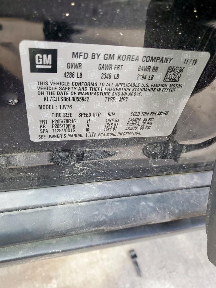 2020 Chevrolet Trax 1Lt VIN: KL7CJLSB6LB055942 Lot: 82139105