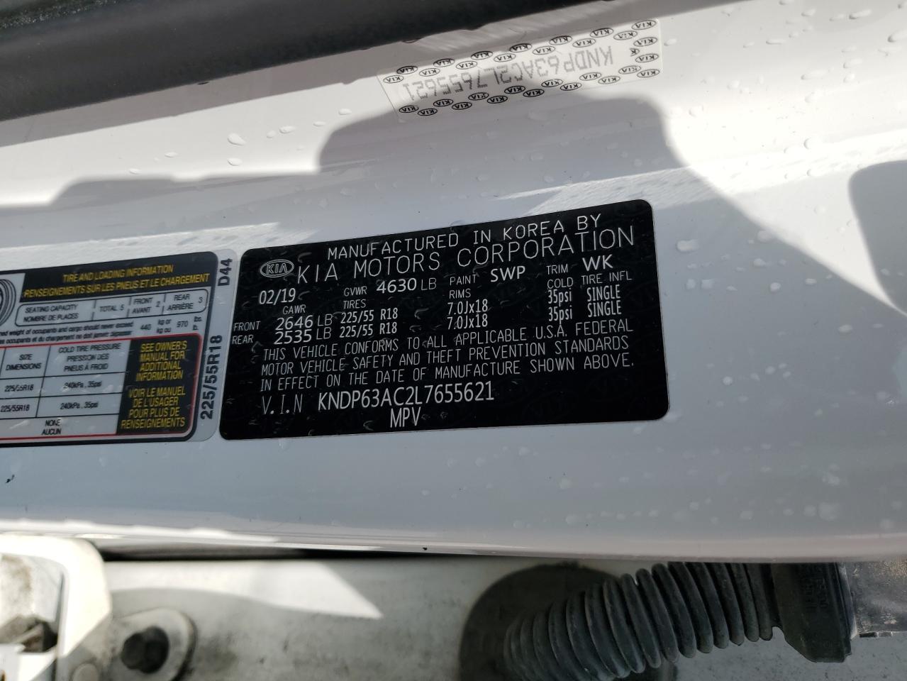 2020 Kia Sportage S VIN: KNDP63AC2L7655621 Lot: 80104305