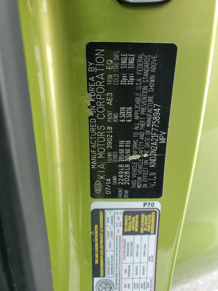 2015 Kia Soul VIN: KNDJN2A21F7758947 Lot: 82113185