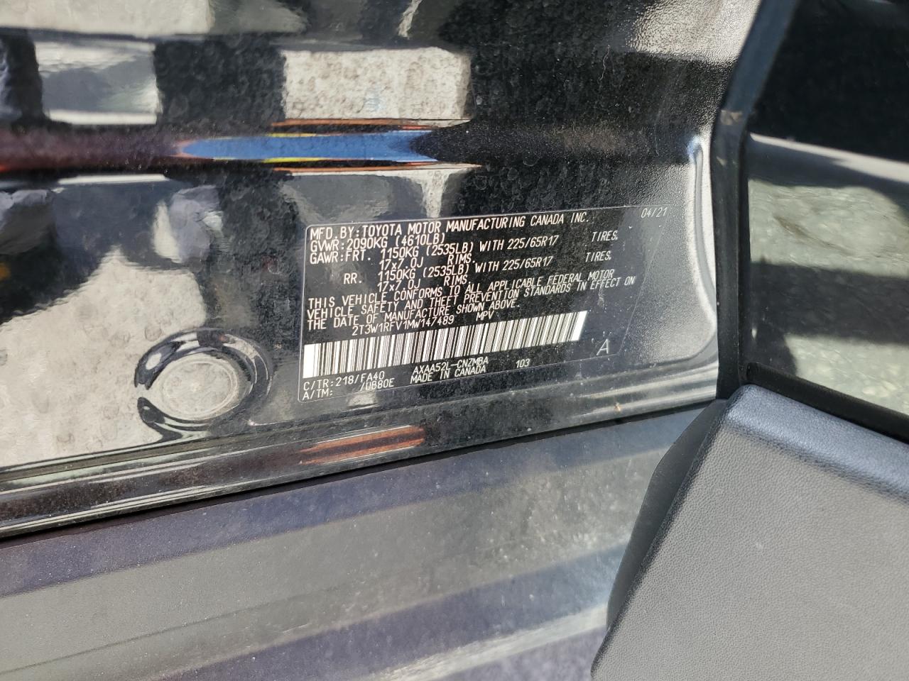 2021 Toyota Rav4 Xle VIN: 2T3W1RFV1MW147489 Lot: 71261775