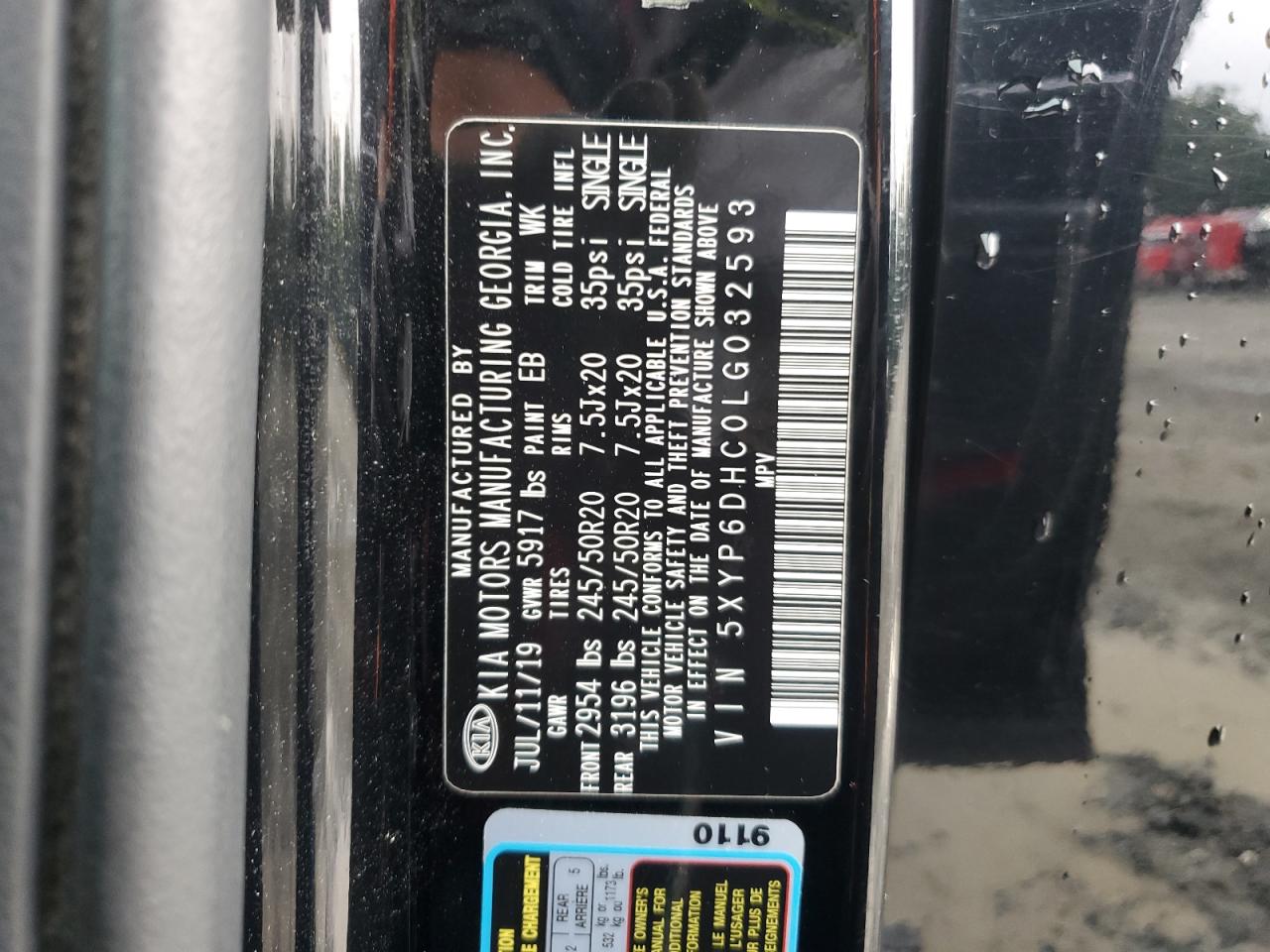 2020 Kia Telluride S VIN: 5XYP6DHC0LG032593 Lot: 84584955
