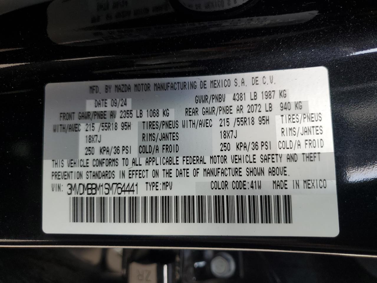 2025 Mazda Cx-30 Select VIN: 3MVDMBBM1SM764441 Lot: 83885345