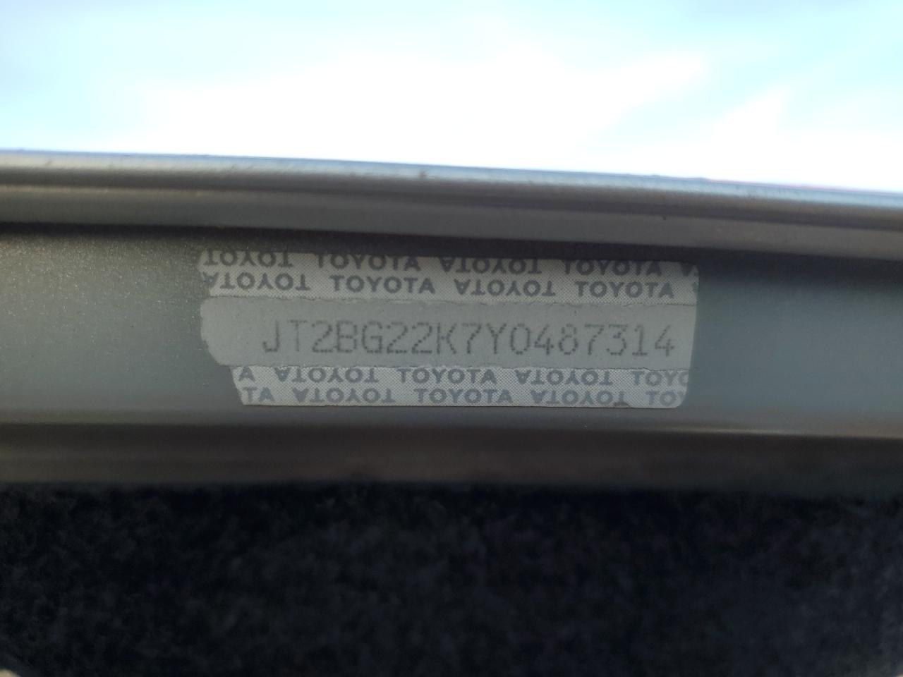 2000 Toyota Camry Ce VIN: JT2BG22K7Y0487314 Lot: 84412735