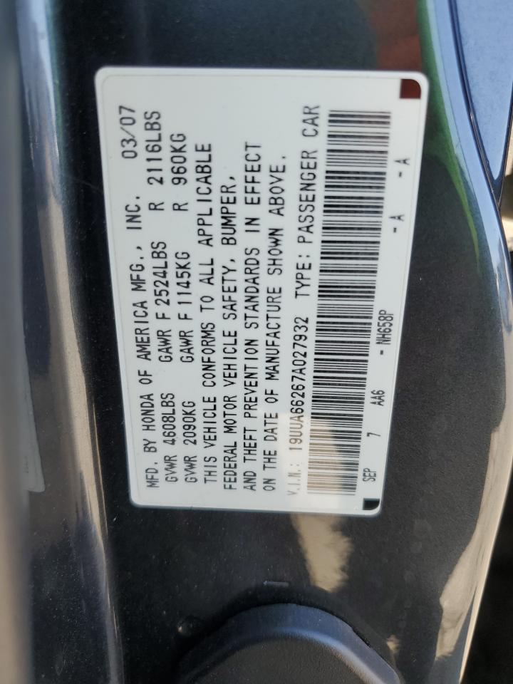 2007 Acura Tl VIN: 19UUA66267A027932 Lot: 80876495