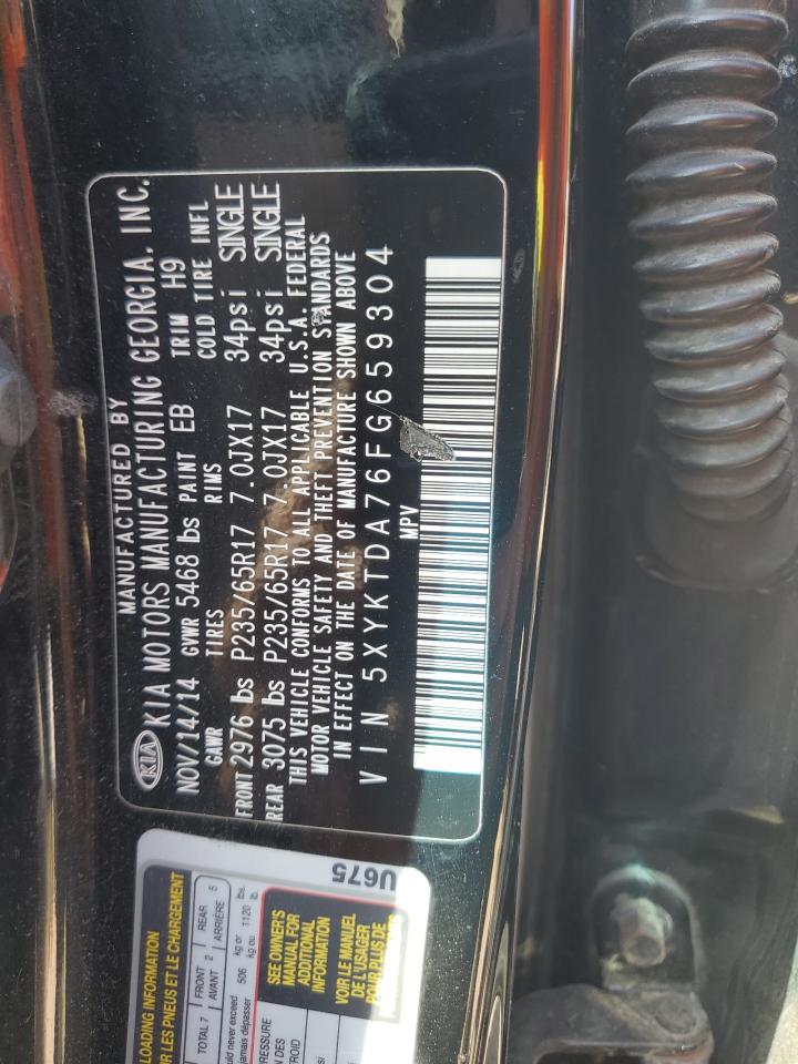 2015 Kia Sorento Lx VIN: 5XYKTDA76FG659304 Lot: 81086585