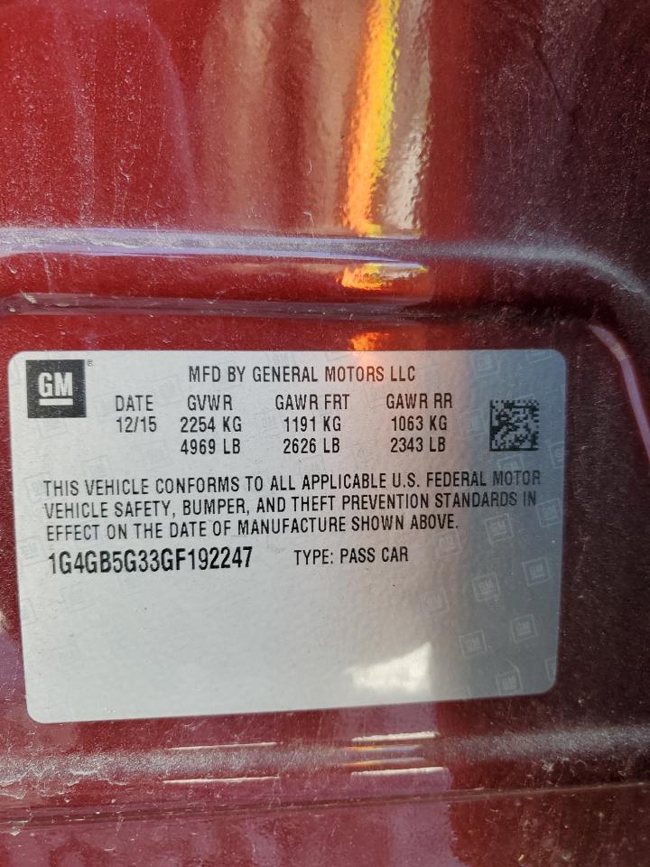 2016 Buick Lacrosse VIN: 1G4GB5G33GF192247 Lot: 81082685