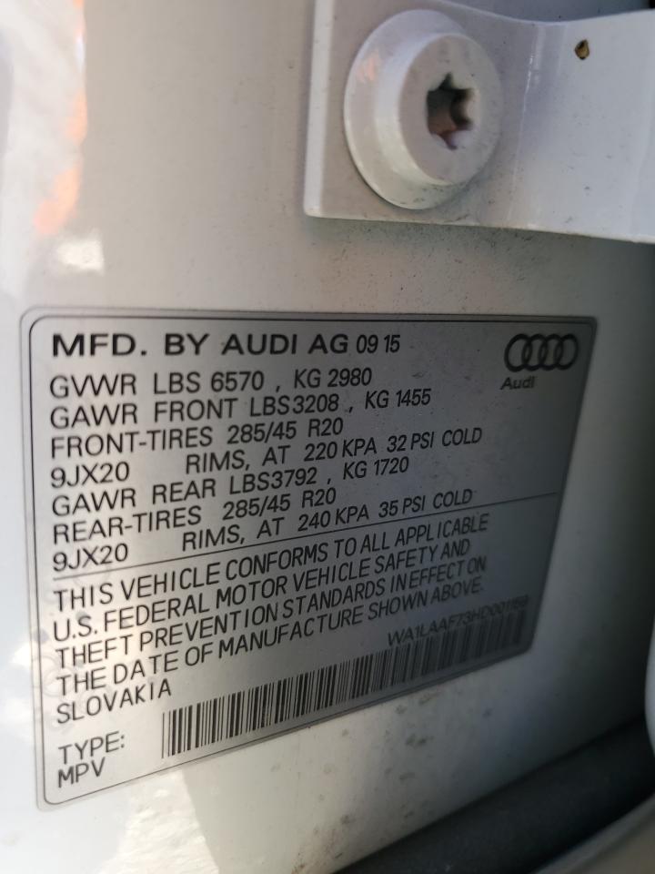 2017 Audi Q7 Premium Plus VIN: WA1LAAF73HD001159 Lot: 71052825