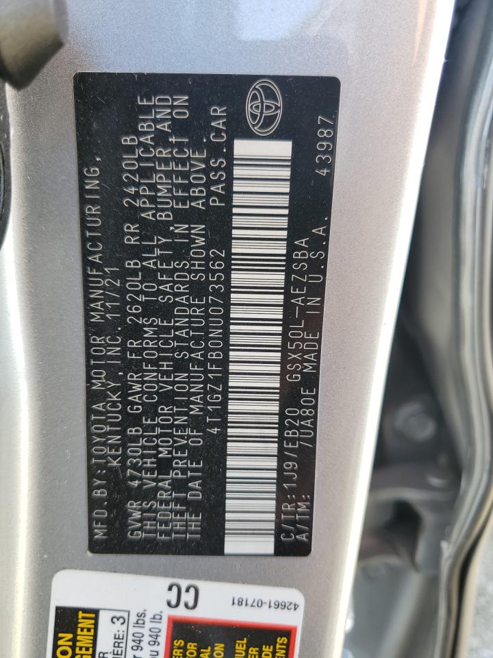 2022 Toyota Avalon Touring VIN: 4T1GZ1FB0NU073562 Lot: 84403055