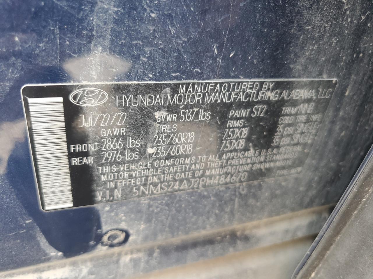 2023 Hyundai Santa Fe Sel VIN: 5NMS24AJ2PH484670 Lot: 80934015