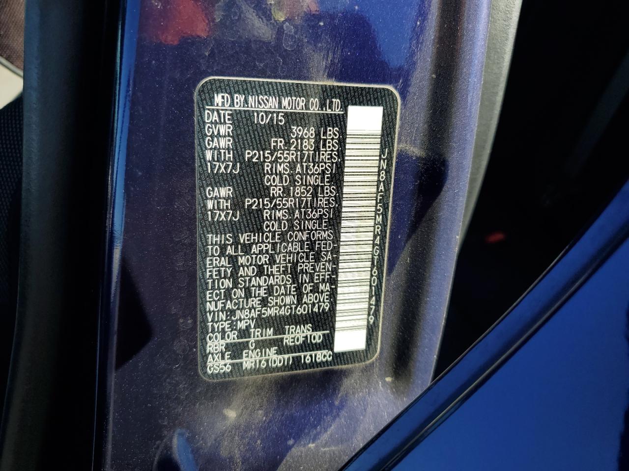 2016 Nissan Juke S VIN: JN8AF5MR4GT601479 Lot: 81065865