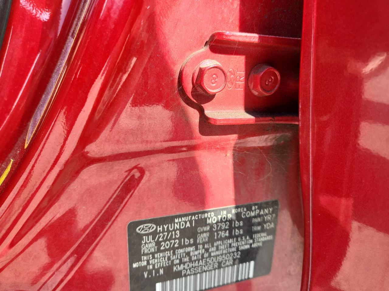 2013 Hyundai Elantra Gls VIN: KMHDH4AE5DU950232 Lot: 80672205