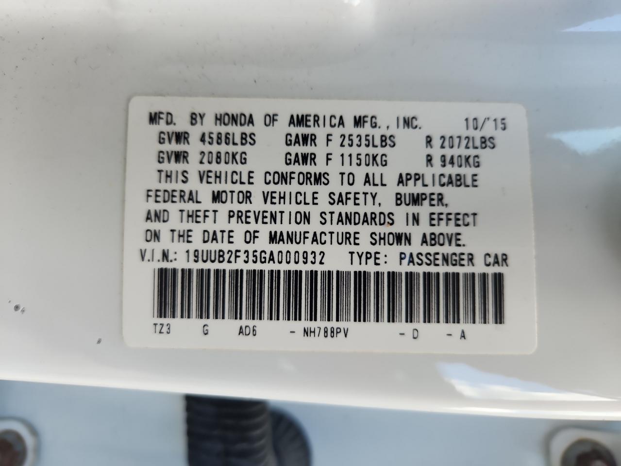 2016 Acura Tlx VIN: 19UUB2F35GA000932 Lot: 71389005