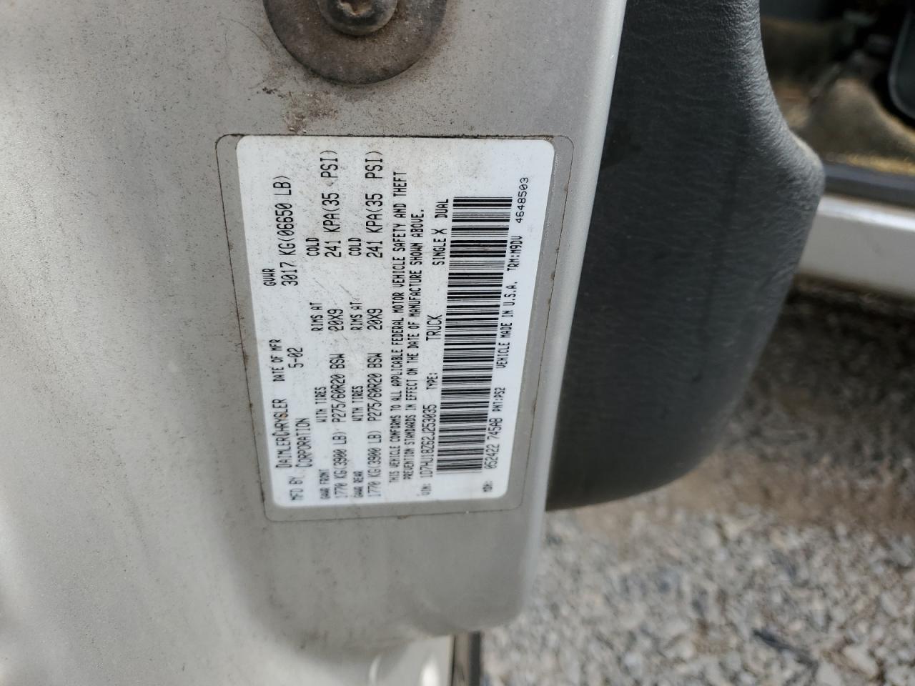 2002 Dodge Ram 1500 VIN: 1D7HU18Z62J253035 Lot: 81541385