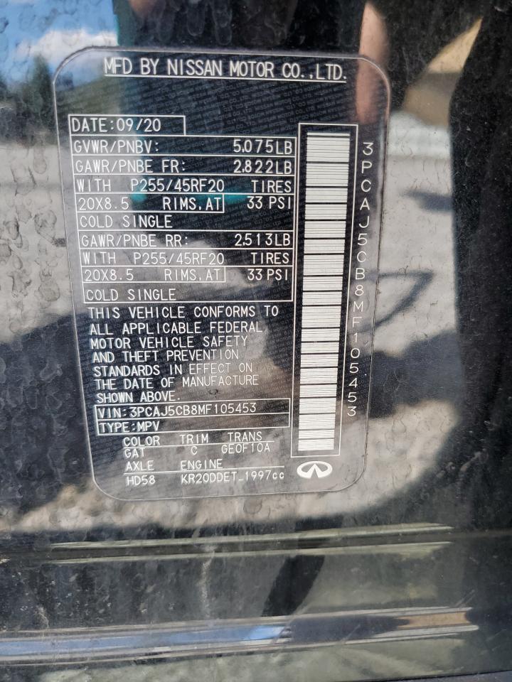 2021 Infiniti Qx50 Essential VIN: 3PCAJ5CB8MF105453 Lot: 71796115