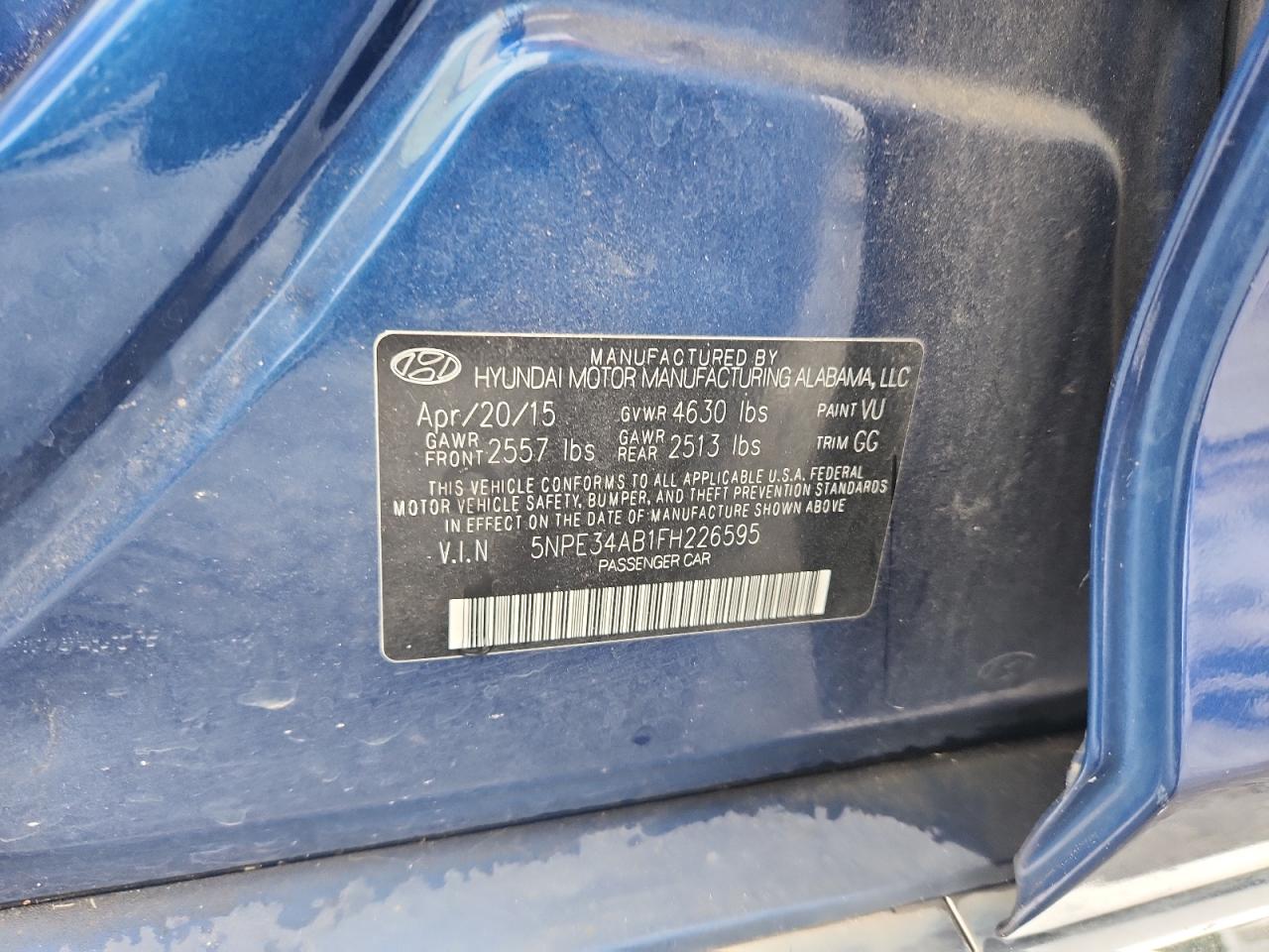 2015 Hyundai Sonata Sport VIN: 5NPE34AB1FH226595 Lot: 84726305