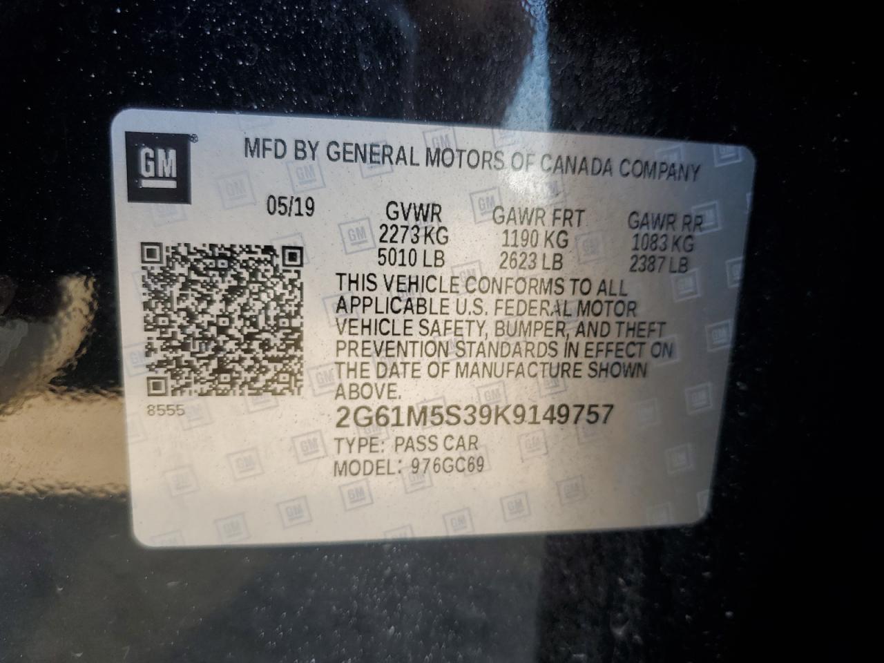 2019 Cadillac Xts Luxury VIN: 2G61M5S39K9149757 Lot: 81292515