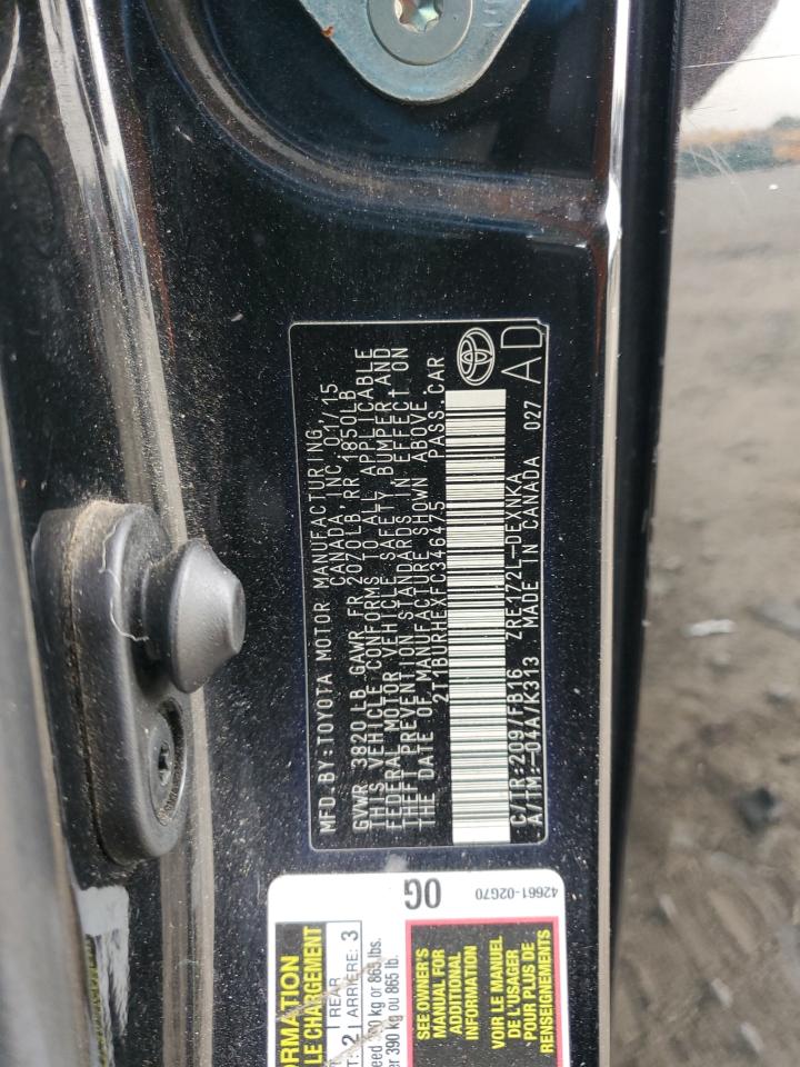 2015 Toyota Corolla L VIN: 2T1BURHEXFC346475 Lot: 84409225