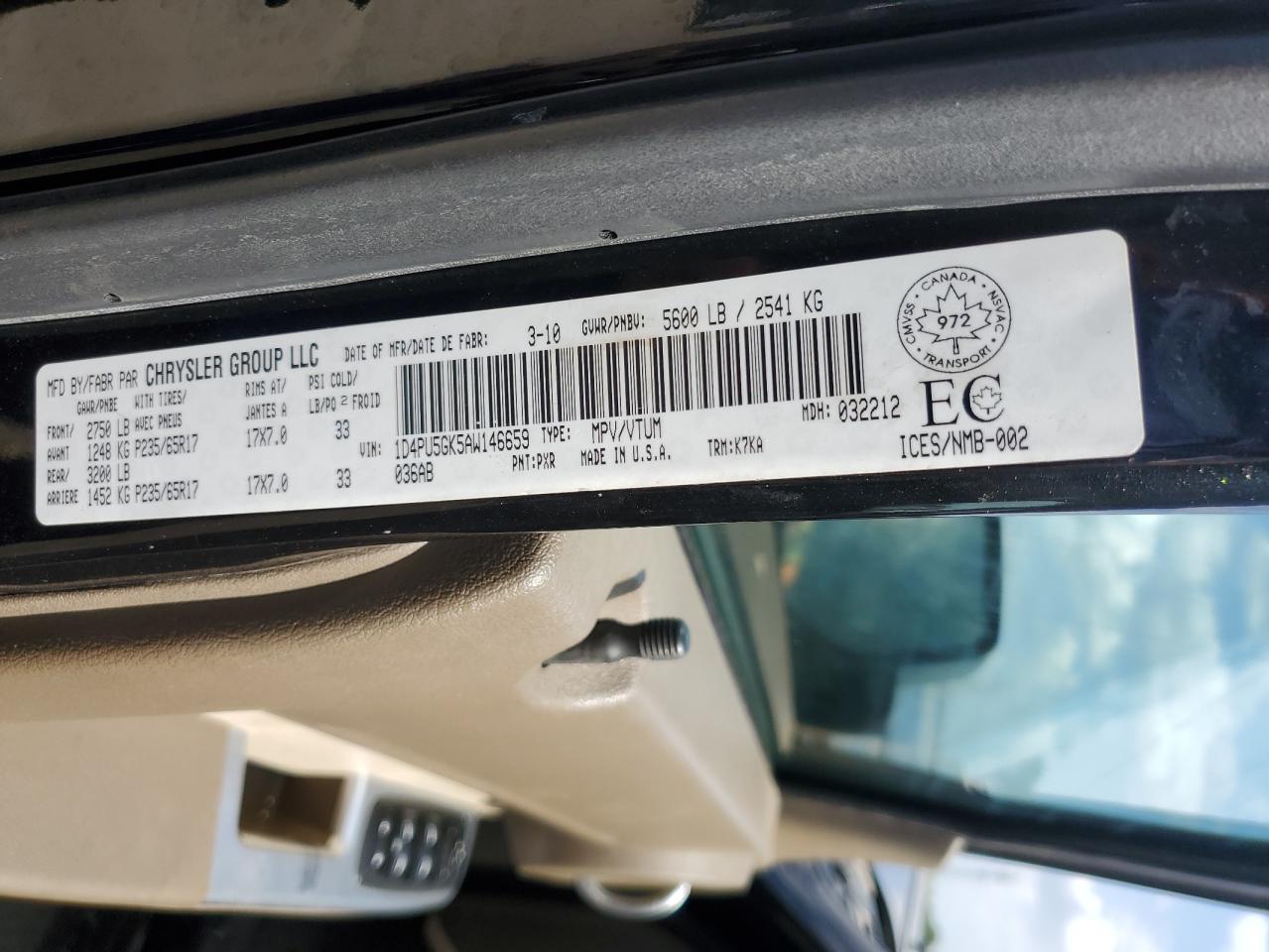 2010 Dodge Nitro Sxt VIN: 1D4PU5GK5AW146659 Lot: 81163675