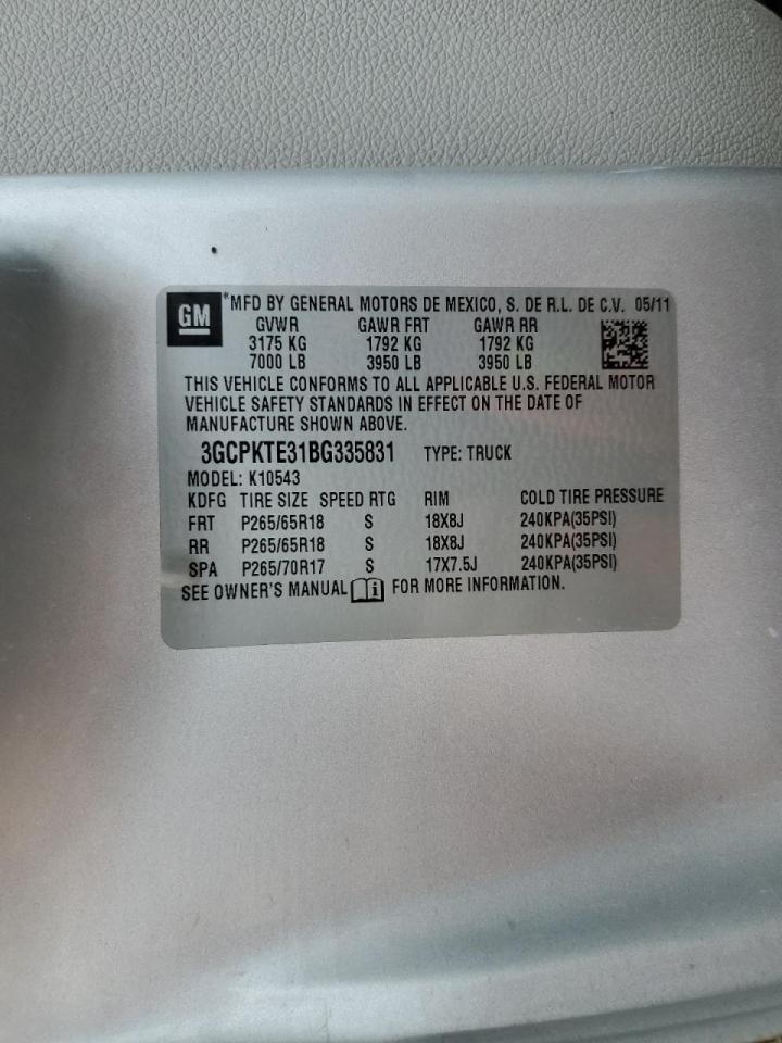 2011 Chevrolet Silverado K1500 Ltz VIN: 3GCPKTE31BG335831 Lot: 81368035